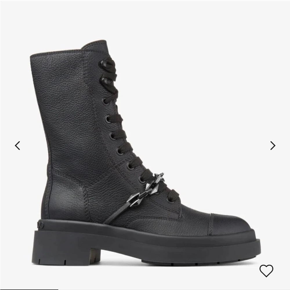 Jimmy Choo Nari Grainy Leather Lace-Up Boots size 38.5